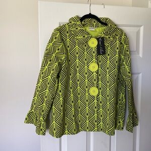 NWT ERMA’S CLOSET LIME GREEN AND BROWN JACKET SIZE XL